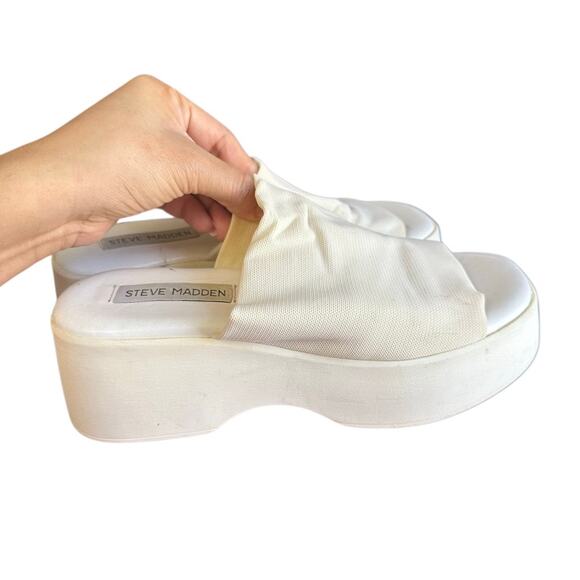 Steve Madden Slinky 30 Platform Slide Sandal White Stretchy Fabric Upper Size 6 - Picture 6 of 11